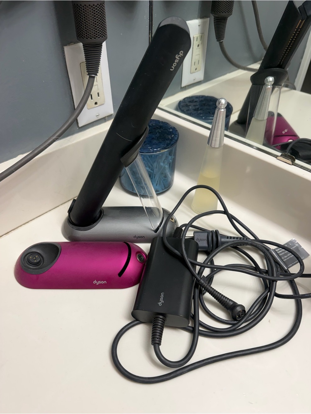 Dyson Hair Styler Set in Pink and Black with Charger